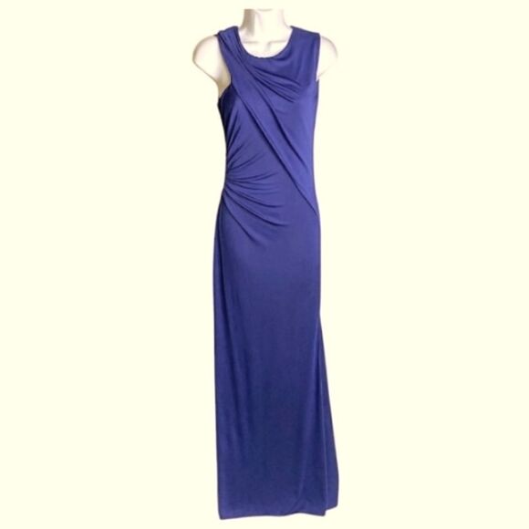 Stunning BCBG MAXAZRIA Simone Shoulder Drape Cut Out Gown XS Orient Blue - Picture 8 of 15